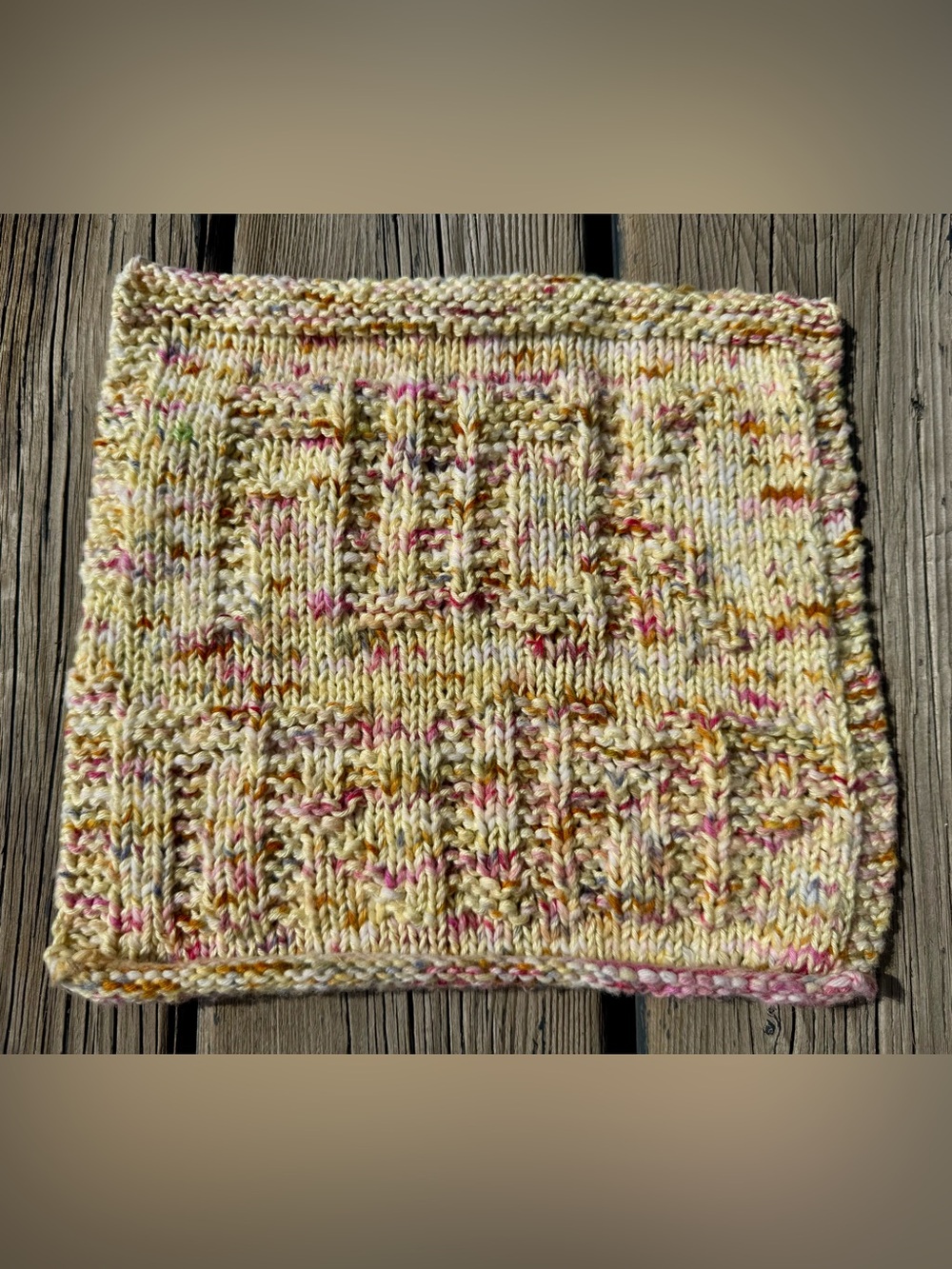 Handmade F*CK TRUMP Yellow Speckled Knit Dishcloth